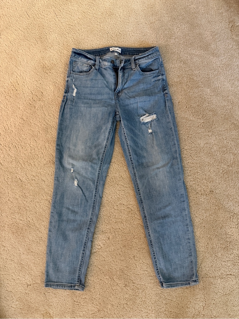 Light Blue Distressed Skinny Jeans for Women